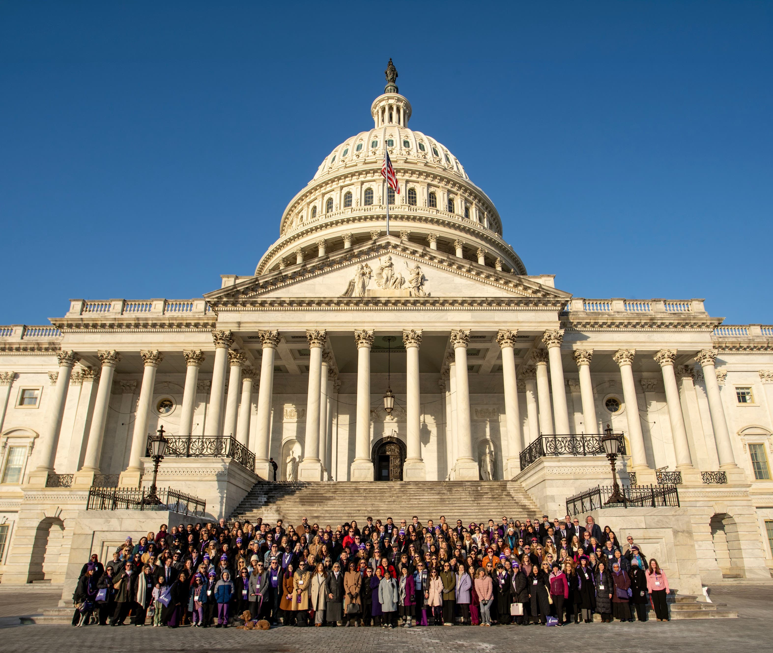 Headache on the Hill advocates gathered on the steps of the U.S. Capitol